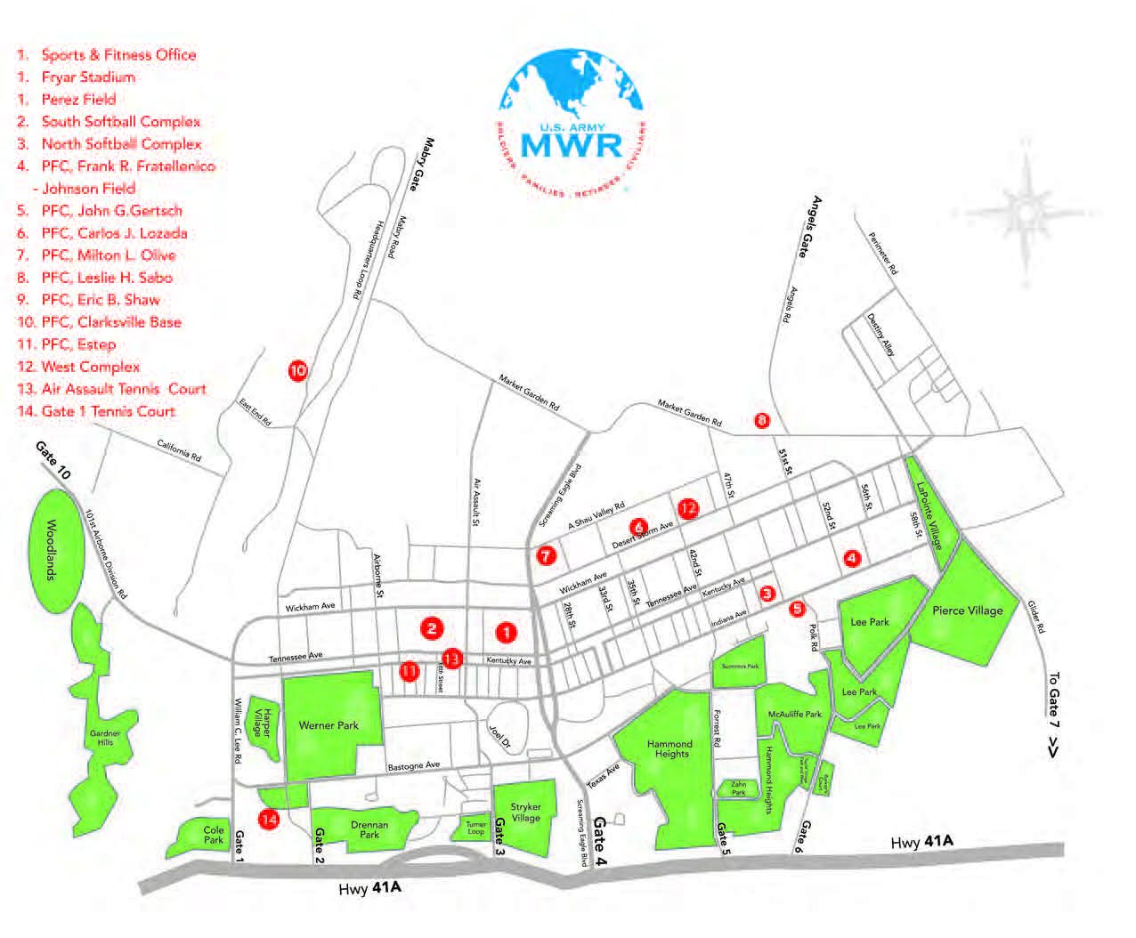 Fort Campbell Physical Fitness Center Map